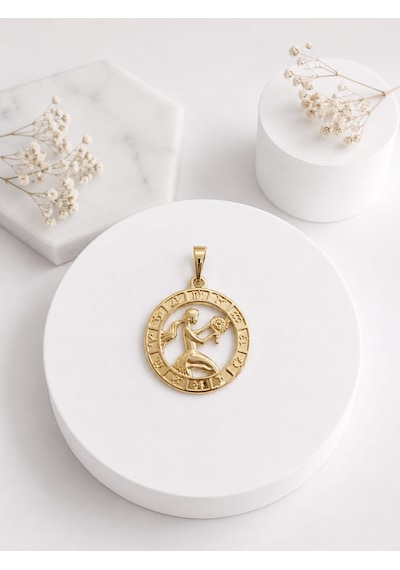 Melekcehobi Başak Burcu Kolye Ucu / Xuping 14k Gold Kaplama Astroloji Madalyon Kolye Ucu Altın Rengi