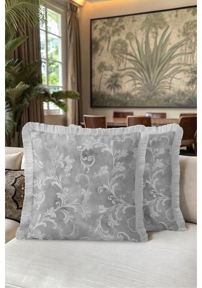 Damask Barok Desenli Saçaklı Yastık Kılıfı - Zarif Avangart Klasik Beyaz Gri Püsküllü Kırlent Kılıfı Kayıp Esinti Saten Damask Barok Desenli Saçaklı Yastık Kılıfı - Zarif Avangart Klasik Beyaz Gri Püsküllü Kırlent Kılıfı Kayıp Esinti Saten