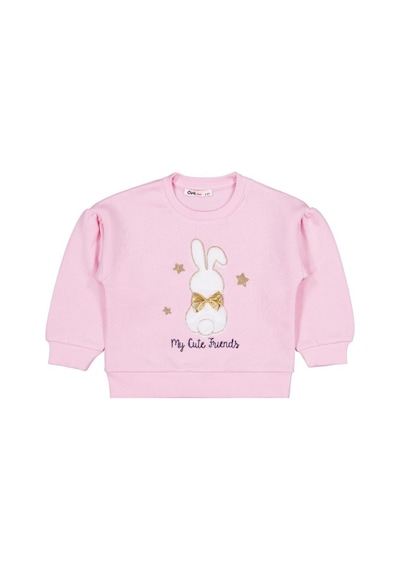 Civil Girls Tavşan Nakışlı 2-5 Yaş Sweatshirt - Pudra