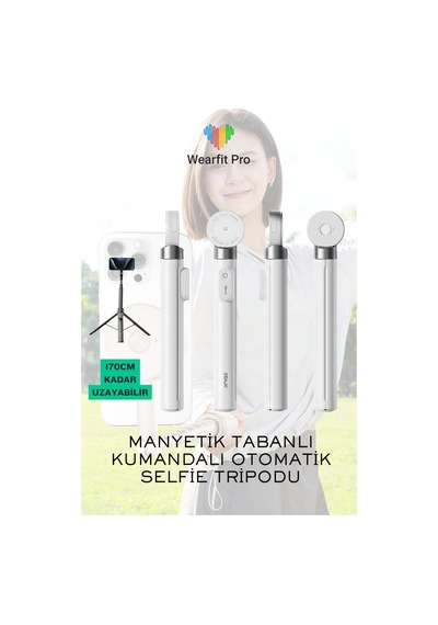 Wearfitpro Otomatik Açılır Manyetik Telefon Tripodu Uzaktan Kumandalı Selfie Çubuğu Cep Telefonu Tutucu Standı