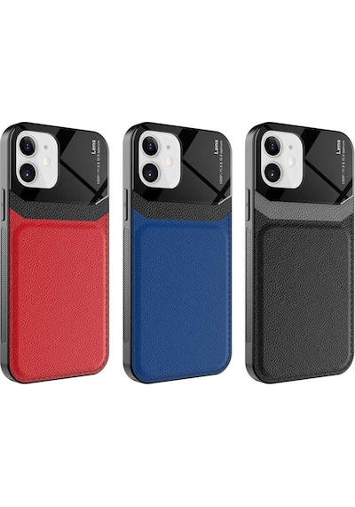Apple Uyumlu  iPhone 12 Kilif Lens Deri Görünümlü Tpu Kapak 508580967