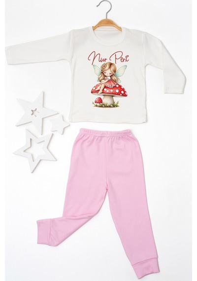 Pia Baby İsme Özel Kız Çocuk 2 Adet Pijama Takımı %100 Pamuk Penye İsim Baskılı Kişiye Özel Kreş Pijaması Hediye Seti 10962p15pi Krem