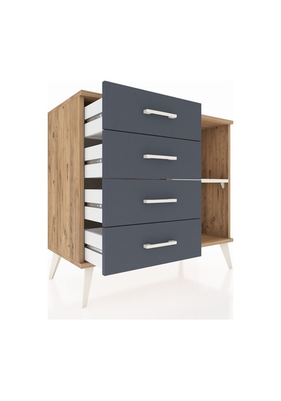 Hyperion Şifonyer Tek Raflı 4 Çekmeceli 88x44x80 Çam-aytaşı/antrasit Aytaşı/antrasit Hyperion Şifonyer Tek Raflı 4 Çekmeceli 88x44x80 Çam-aytaşı/antrasit Aytaşı/antrasit