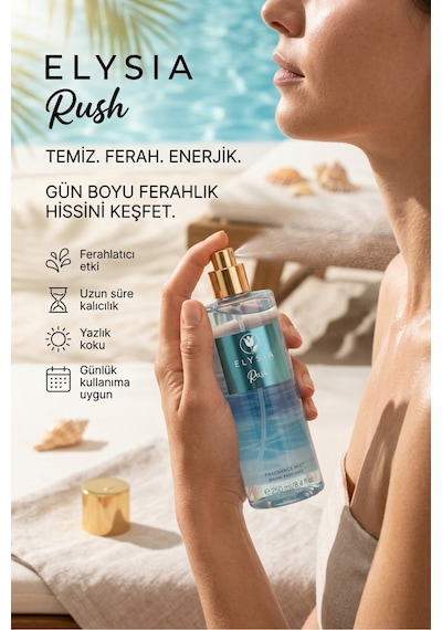 Elysıa Rush & Aqua Kiss & Bomshell 3 Lü Kadın Vücut Spreyi Seti 250 Ml X3 Yazlık Ferah Seri