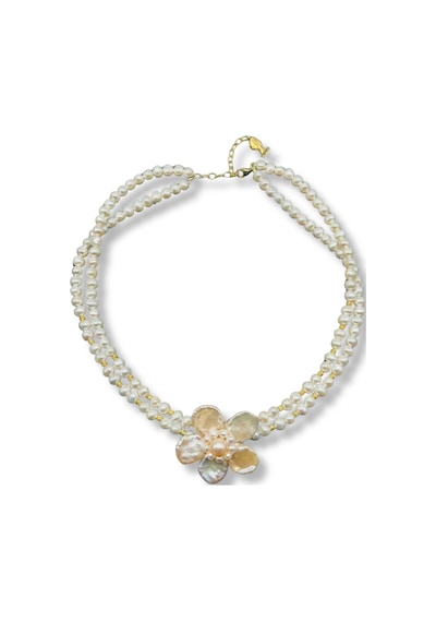 Doğal İnci Çiçek Choker Kolye