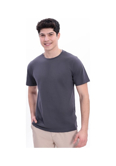 Myrab Denim Erkek Krem Basic Tişört Regular Fit Bisiklet Yaka %100 Pamuk 30/1 Süprem Kumaş Günlük T-shirt Antrasit