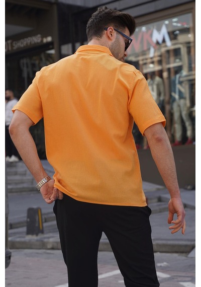 Madmext Hardal Basic Kısa Kollu Erkek Gömlek 5598 Hardal