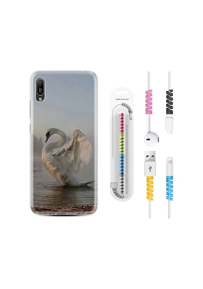 Huawei Y6 2019 Kılıf Kablo Koruyuculu Swan 1343