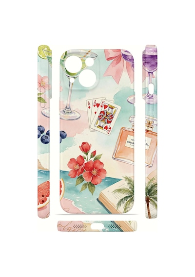 Apple iPhone Uyumlu 15 Vorian İnce Kamera Korumalı Mika Kılıf Mediterranean Holiday Collage Mediterranean Holiday Collage Mika