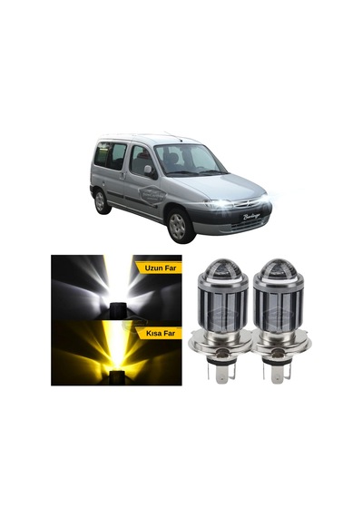 Citroen Berlingo Mk1 1996-2008 Uyumlu Mercekli Far Ampulü Led Xenon Çift Renk Sarı-beyaz Far Şimşe Etkili Csp Led LED Far 56086874