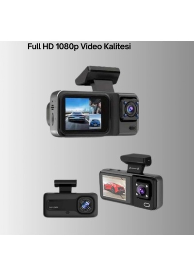 3 Kameralı Araç İçi Dashcam Ön Full Hd, Arka Ve İç Kamera Wi-fi, Ir Gece Görüş, G-sensor