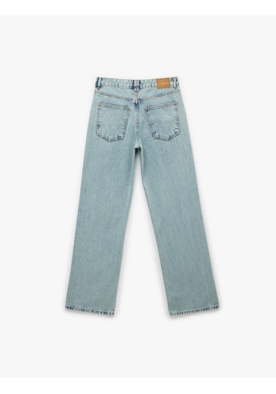 Koton Yüksek Bel Uzun Düz Paça Denim Pantolon - Longer Straight Fit Jean Açık İndigo 6sal40119md Açık İndigo Koton Yüksek Bel Uzun Düz Paça Denim Pantolon - Longer Straight Fit Jean Açık İndigo 6sal40119md Açık İndigo