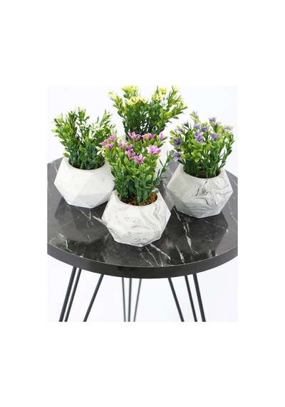 Yapay Çiçek Deposu Beton Saksıda Yapay Bitki 4lü Set Model 4