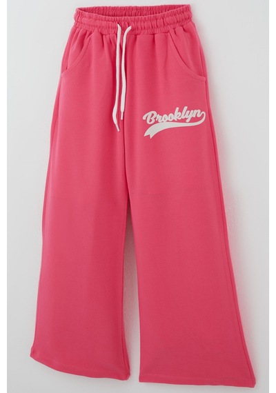 Breeze Kız Çocuk Pantolonlu Takım Brooklyn Yazı Baskılı Bağcıklı 8-14 Yaş, Fuşya