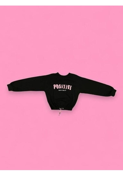 Kız Çocuk Positive Baskılı Sweatshirt-14230 Siyah Kız Çocuk Positive Baskılı Sweatshirt-14230 Siyah
