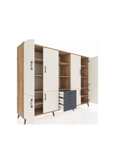 Hyperion Dolap 11 Raflı 3 Çekmeceli 8 Kapaklı 220x44x163 Çam-ayta Çam-aytaşı/antrasit Hyperion Dolap 11 Raflı 3 Çekmeceli 8 Kapaklı 220x44x163 Çam-ayta Çam-aytaşı/antrasit