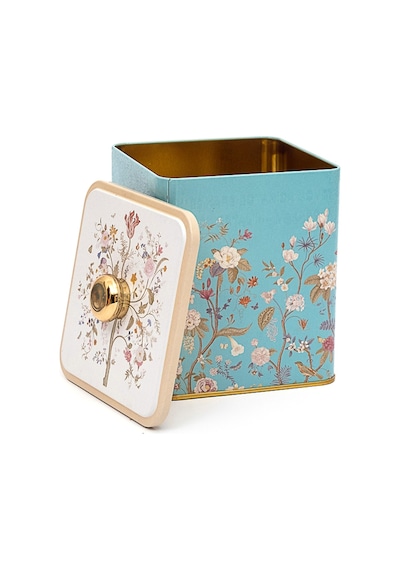 Botanica Blue Desenli Kare Metal Saklama Kabı 12 x 12 x 13.7 CM 1.8 L