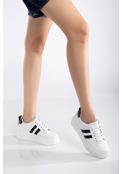 Erceka Kadın Spor Ayakkabı Sneaker Günlük Kullanıma Uygun Beyaz-siyah-kırmızı,mavi Bağcıklı Beyazasiyah Erceka Kadın Spor Ayakkabı Sneaker Günlük Kullanıma Uygun Beyaz-siyah-kırmızı,mavi Bağcıklı Beyazasiyah