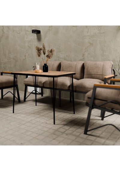 Mb Garden Furnıture Simetri Model, Balkon, Bahçe, Cafe, Metal Koltuk Takımı, Bahçe Takımı , Çay Seti, 3+1+1+masa Cappuccino