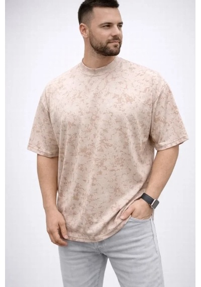 Veraura Lifestyle Erkek Premium Tişört Osy Yumuşak Dokulu Yıkamalı Oversize T-shirt - Bej
