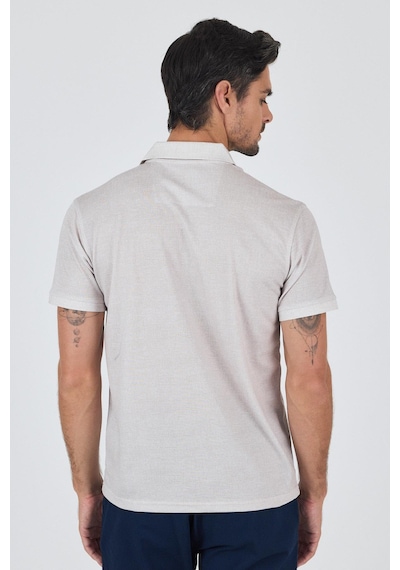 Kısa Kol Baskılı Pike Polo Yaka Cepsiz Slim Fit Tişört 1011250168 Bej
