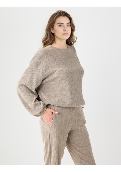 Jimmy Key Jimmy Key Vizon Bisiklet Yaka Beli Lastikli Örme Sweatshirt 5ww236136927