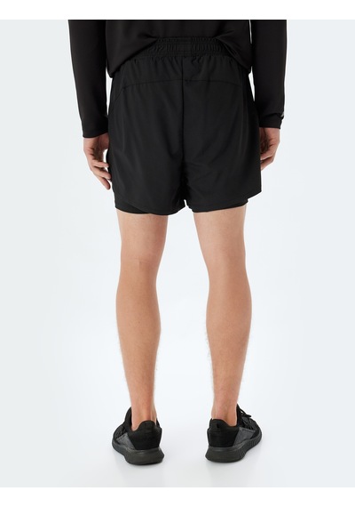 Koton Spor Şort Taytlı Beli Lastikli Cep Detaylı Siyah 5wam40019nw Siyah