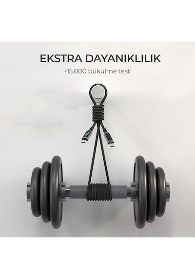 Woyax by Deji Dijital Göstergeli 1.2M PD 100W Type-C to Type-C Örgülü Hızlı Şarj ve Data Kablosu – Siyah