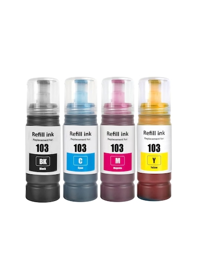 103 L1110, L1210, L1250, L3110, L3111, L3150, L3151 İle Uyumlu 70ml 4 Renk Muadil Mürekkep Seti - Epson Ecotank Yazıc