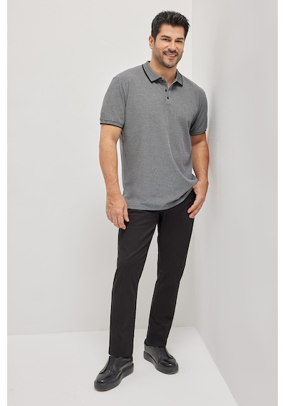 Ac&Co / Altınyıldız Classics 4A4820200047Syh3XL Düğmeli Polo Yaka Cepsiz Slim Fit Erkek Tişört Siyah