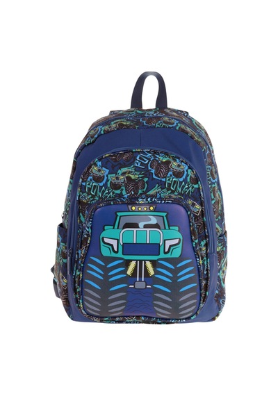 Kaukko Kids Üç Gözlü Erkek Çocuk Okul Sırt Çantası Kamyon Detaylı - L5261 Lacivert - Yeşil