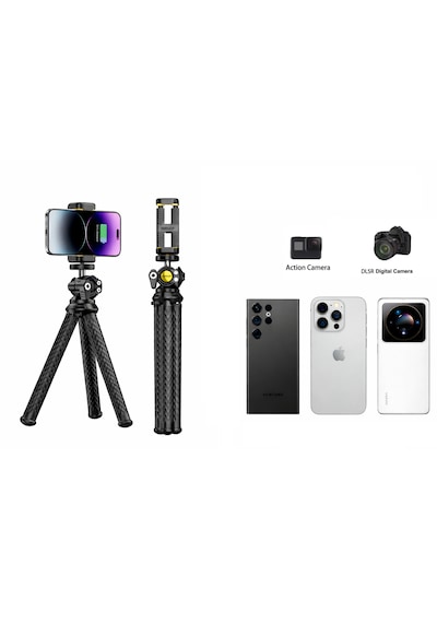 Ktp-02 Profesyonel Fotoğraf Ve Video Çekimi 360 Tripod Telefon Tutucu