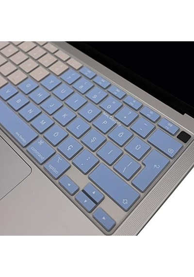 Türkçe Q Klavye Koruyucu Macbook Air 13 A1932 A2179 A2337 M1 Uyumlu Uk Iso Ters L Enter Ultra İnce Silikon Keyboard Cover Mavi Pembe
