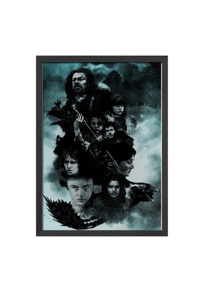Stark Family Siyah Ahşap Çerçeveli Poster, Dekoratif Game Of Thrones Duvar Tablosu