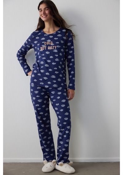 Penti Lacivert Cloudy Night Pantolon Pijama Takımı