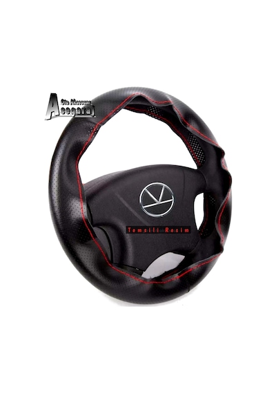 Peugeot 206 Dikmeli Direksiyon Kılıfı Noktalı Kırmızı Ipli ( 38cm×10cm )