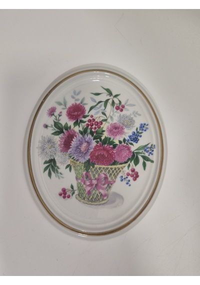Vintage Dekoratif Çiçek Temalı Porselen Duvar Tabağı 13,5cm 001