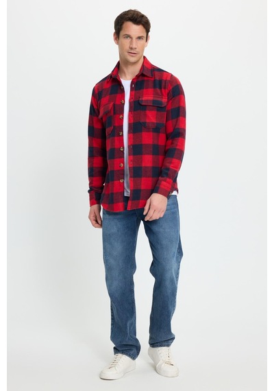 Tudors Erkek Slim Fit Dar Kesim Uzun Kollu Kapaklı Çift Cepli Kareli Kışlık Oduncu Gömlek-41621 Çok Renkli Tudors Erkek Slim Fit Dar Kesim Uzun Kollu Kapaklı Çift Cepli Kareli Kışlık Oduncu Gömlek-41621 Çok Renkli