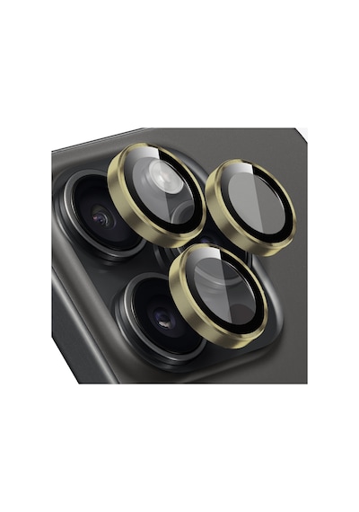 Buff Apple Uyumlu iPhone 15 Pro Max / 15 Pro Kamera Metal Lens Koruyucu Gold
