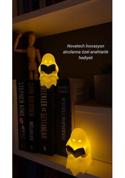 Kitap Okuyan Hayalet Figürü 2 Li Pilli Mum İle Kullanım Masaüstü Dekoru Halloween Dekoratif Figür
