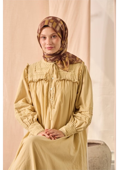 Silk Home Soft Eşarp 73096-10 Kahverengi, Krem, Acı Kahve, Hardal