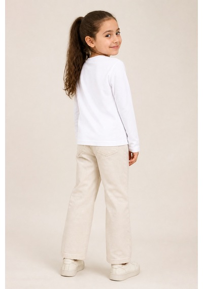 Eray Alp Kids Unisex Çocuk Beyaz Basic Sweatshirt Günlük Rahat Kombin