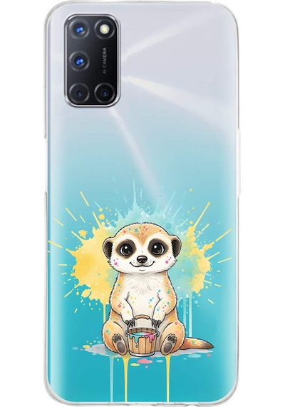 Oppo A72 İle Uyumlu Splash Mirket Tasarımlı Şeffaf Silikon Kılıf Şeffaf