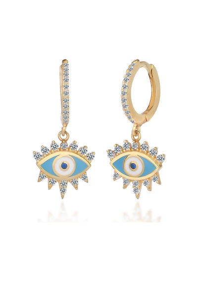 Emılıano Jewellery 925 Ayar Gümüş Göz Mineli Küpe Gold - Gümüş