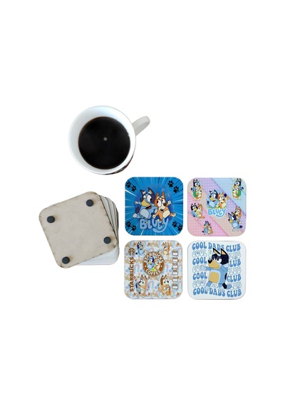 Bluey Dekoratif Ahşap Bardak Altlığı Seti 0103 Çok Renkli