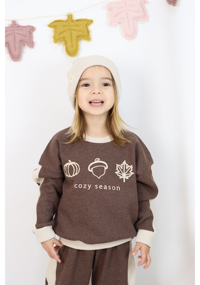 Miababy Cozy Nakış Baskılı 3lü Takım Kahverengi