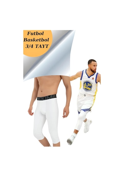 Hnc Sport Futbol Basketbol 3/4 Diz Altı Spor Tayt Antrenman Taytı Sporcu Taytı Beyaz