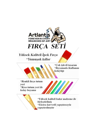 Fırça Seti 6 Lı Kısa Sap Resim Fırçası 1 Paket Suluboya Akrilik Boya Guaj Boya Yağlı Boya Fırca Seti