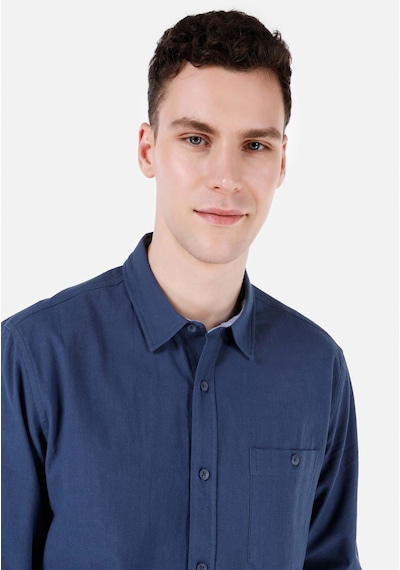 Colin's Colins Regular Fit Shirt Neck Düz Erkek Mavi Uzun Kol Gömlek Cl1068392 Q1.v1 Inv İndigo