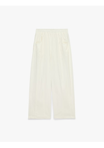 Koton Beli Lastikli Gabardin Cepli Balon Pantolon Beyaz 6sal40114ıw